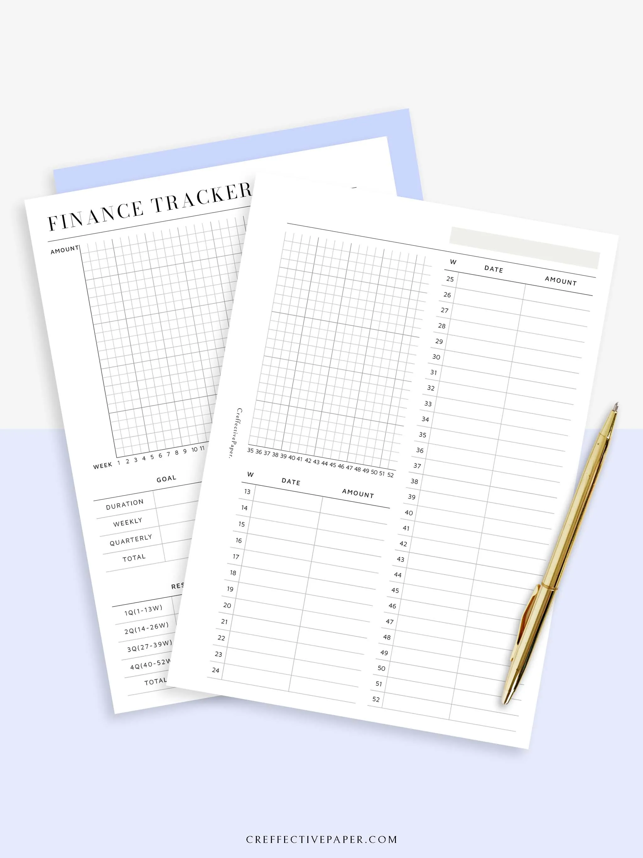 T123 | 52-week Finance Tracker, Yearly Graph Tracking