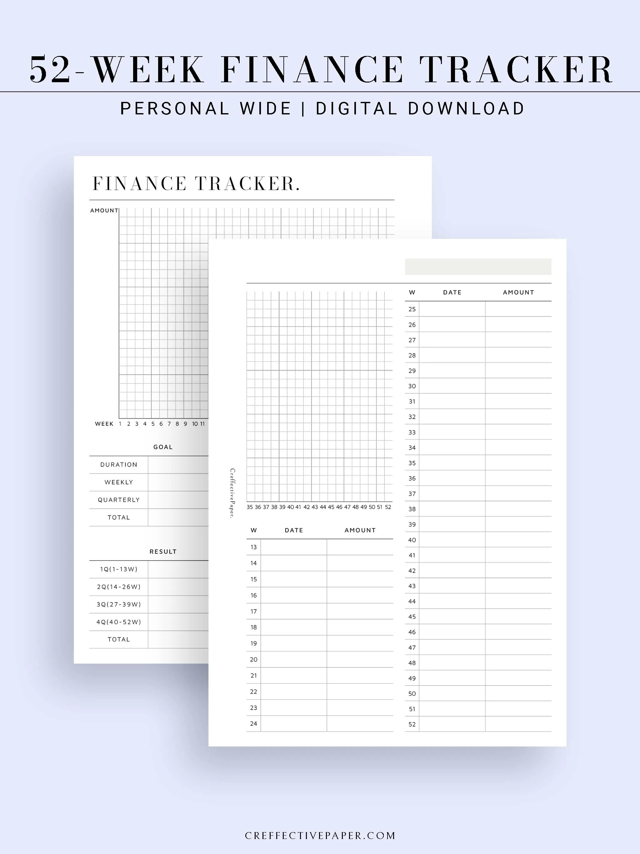 T123 | 52-week Finance Tracker, Yearly Graph Tracking