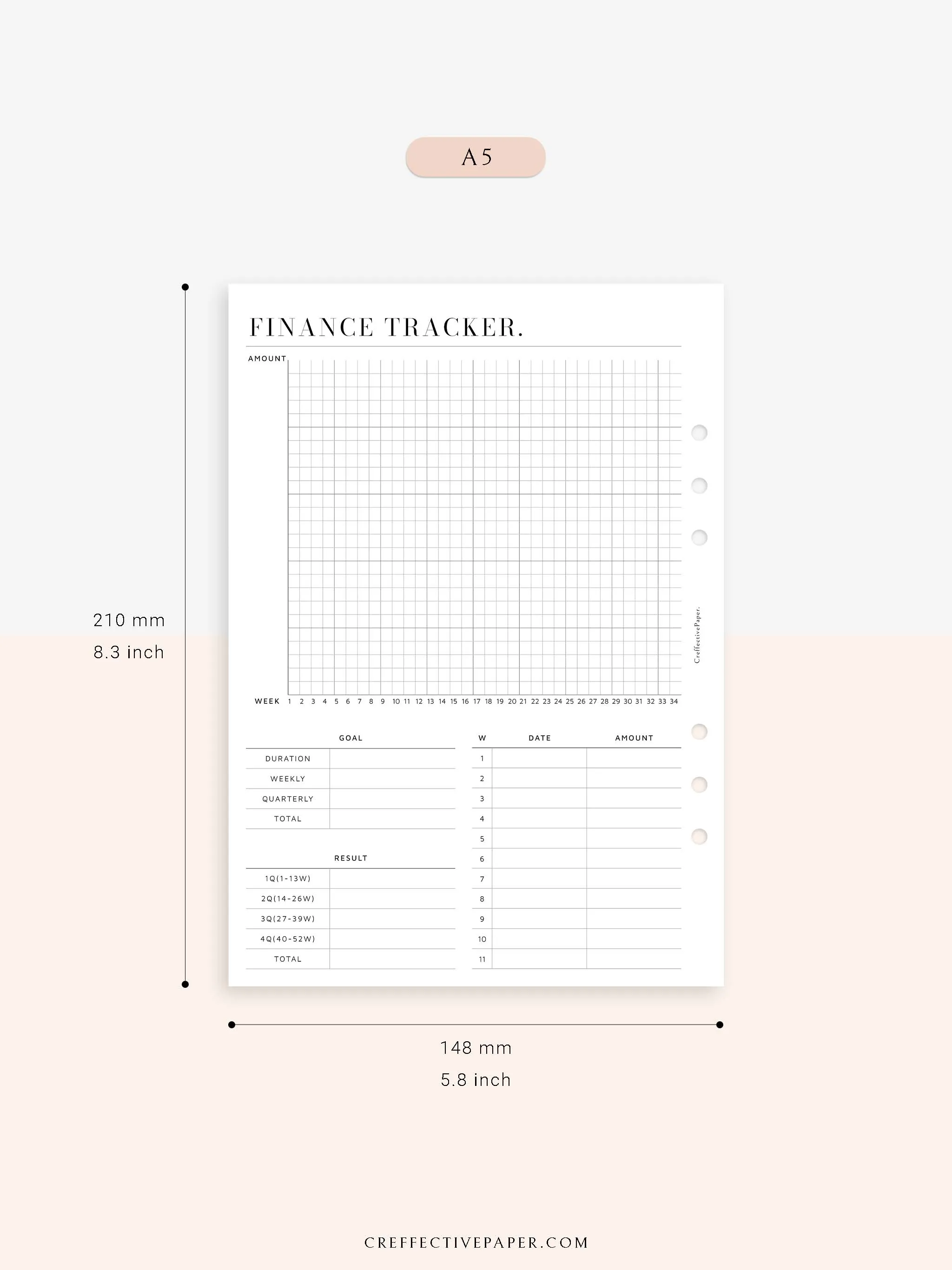 T123 | 52-week Finance Tracker, Yearly Graph Tracking