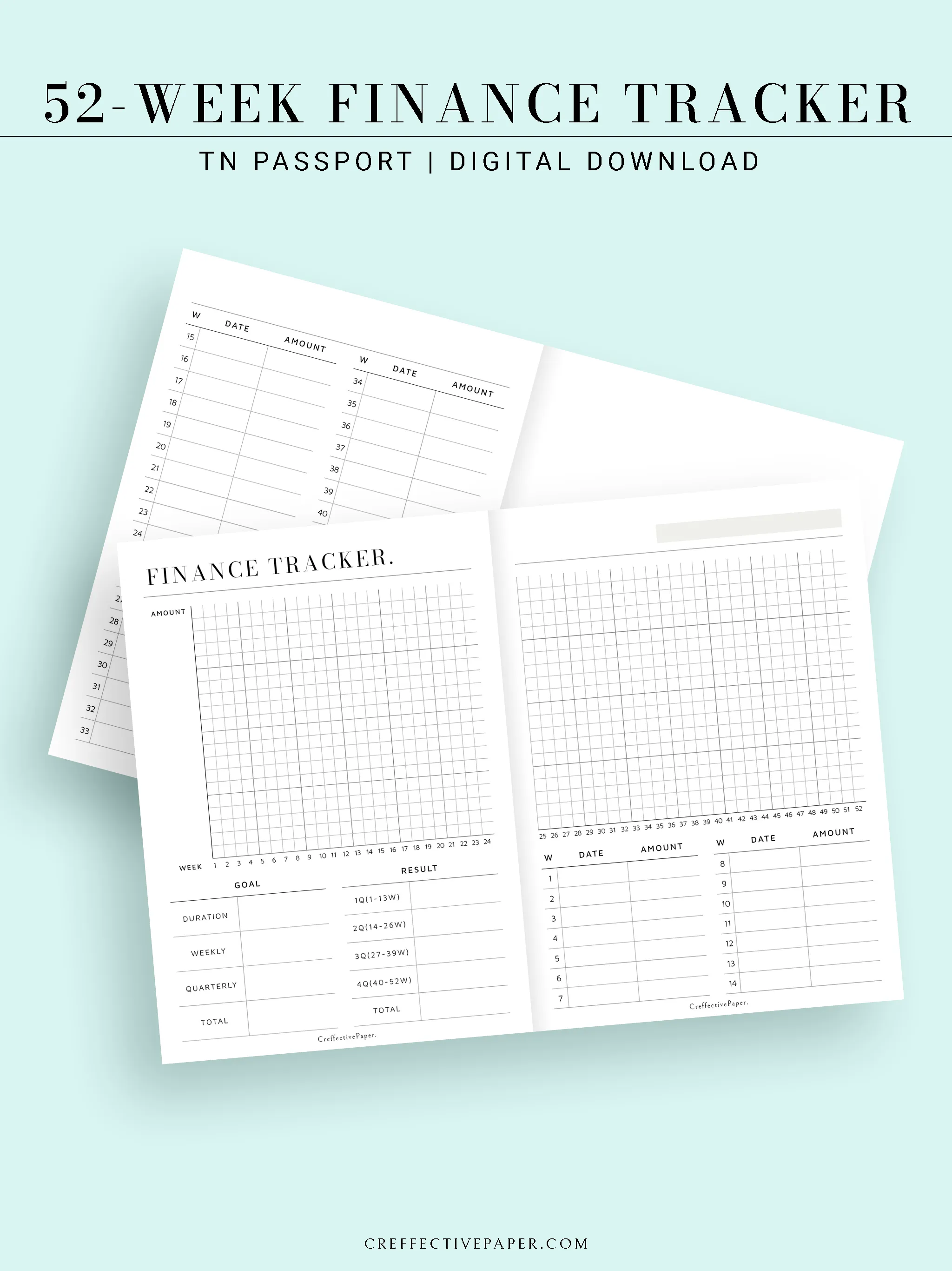 T123 | 52-week Finance Tracker, Yearly Graph Tracking