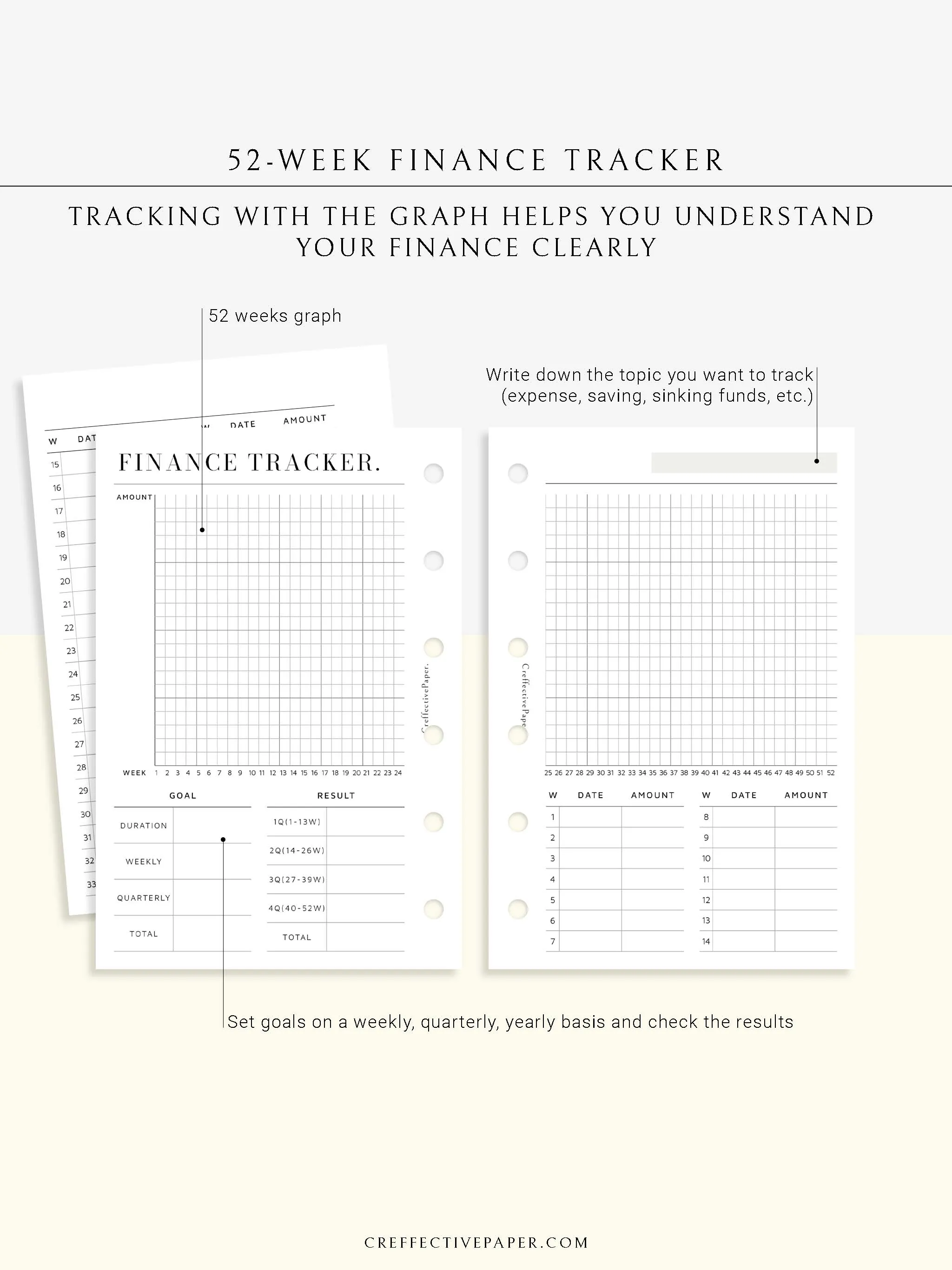 T123 | 52-week Finance Tracker, Yearly Graph Tracking