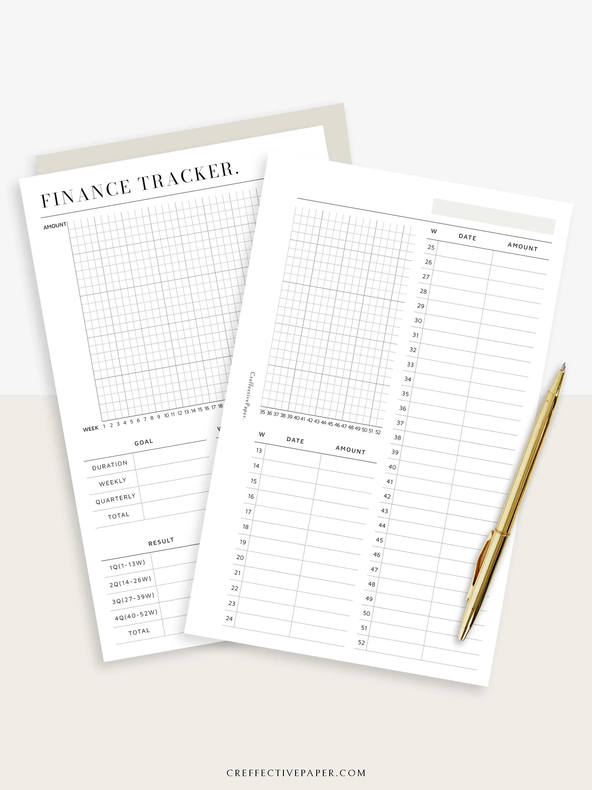 T123 | 52-week Finance Tracker, Yearly Graph Tracking