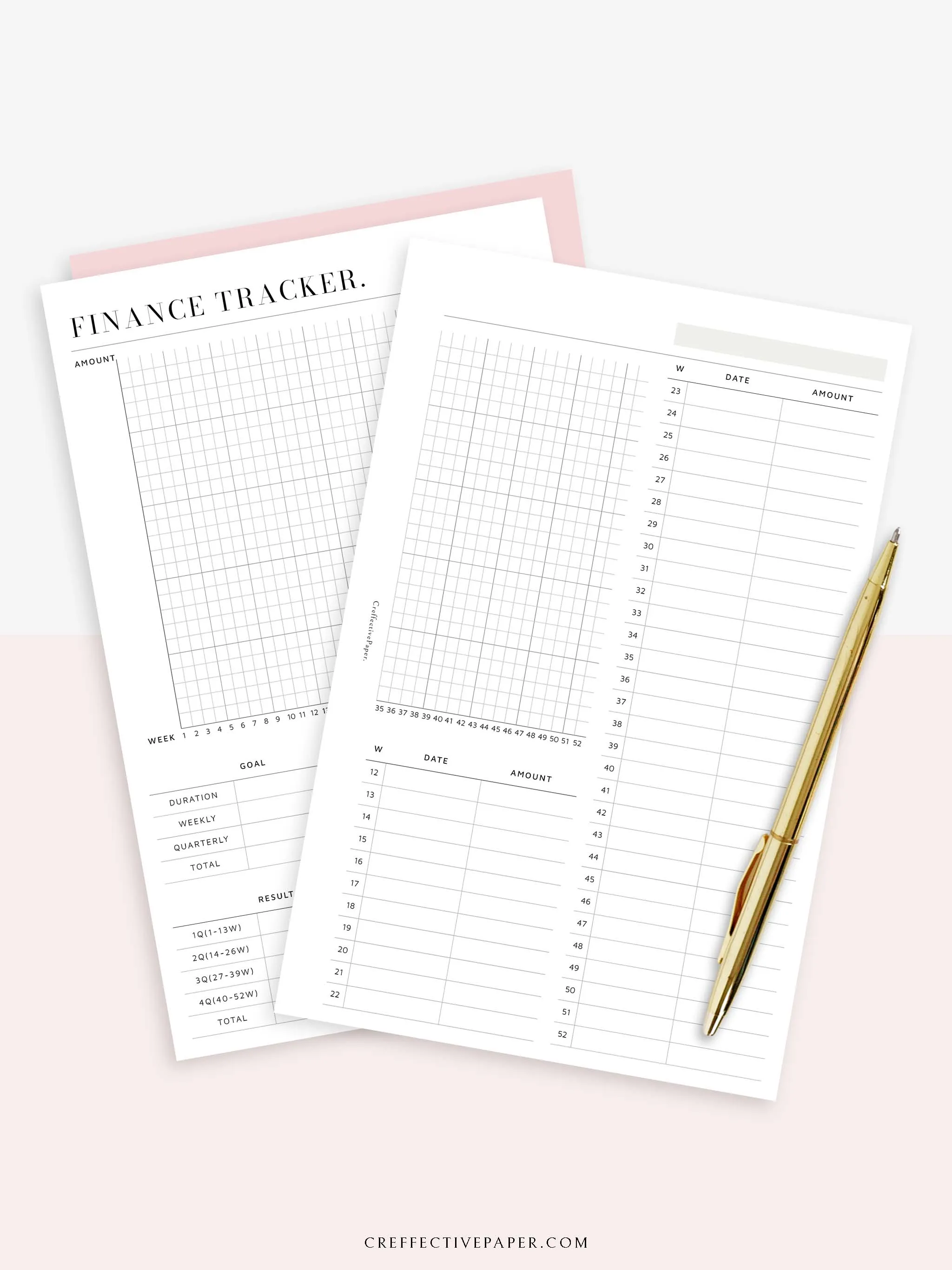 T123 | 52-week Finance Tracker, Yearly Graph Tracking