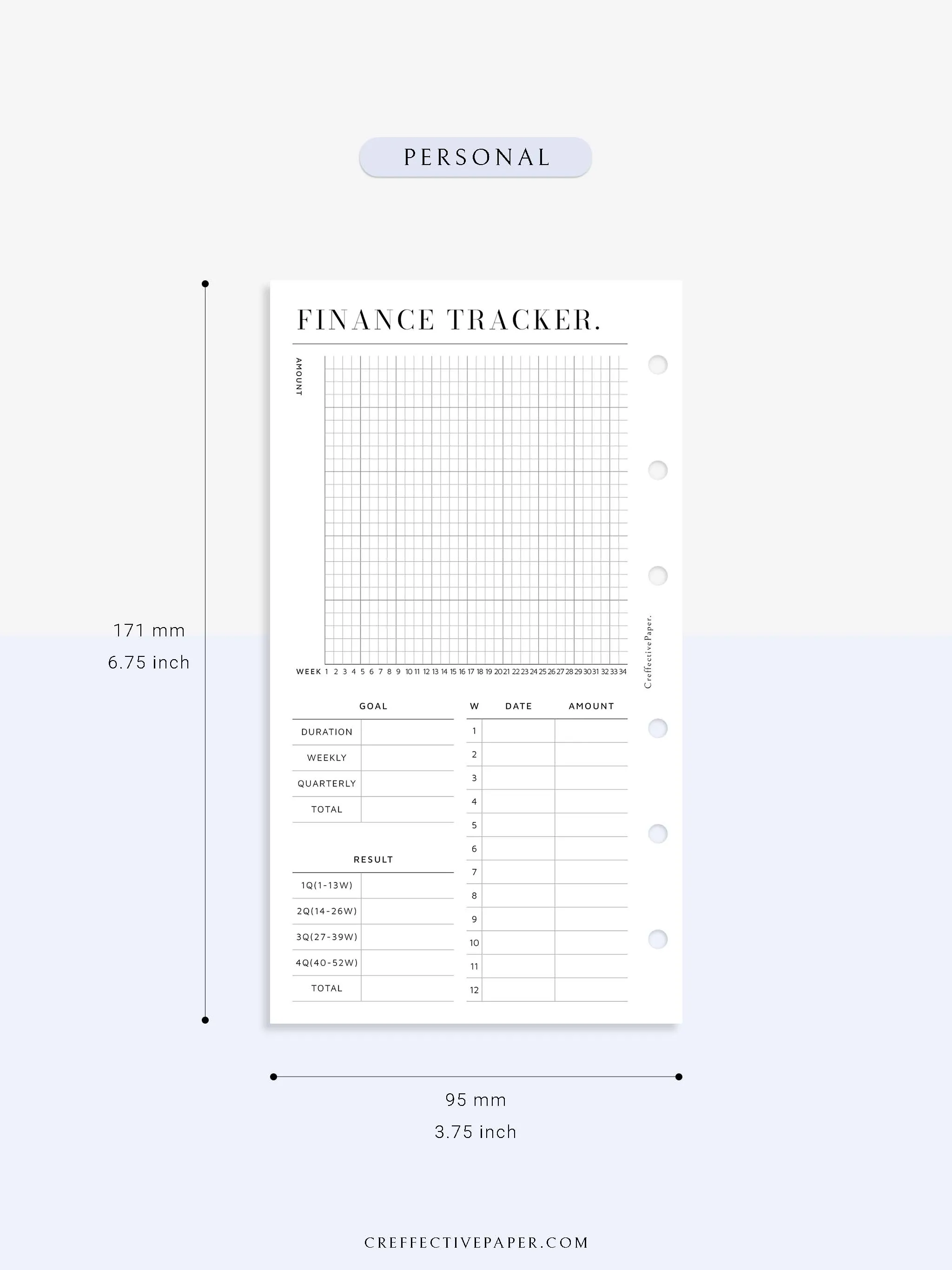 T123 | 52-week Finance Tracker, Yearly Graph Tracking