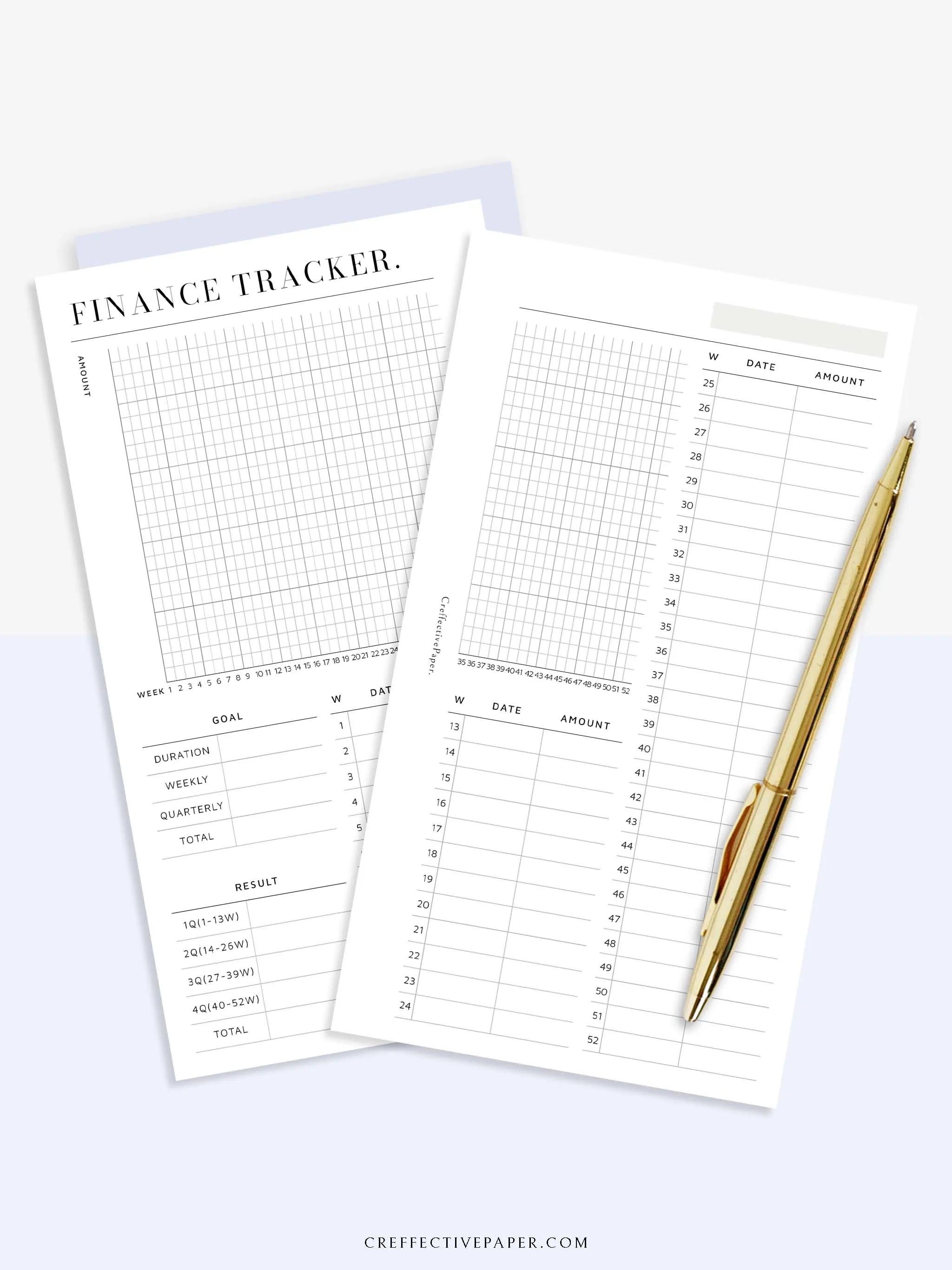 T123 | 52-week Finance Tracker, Yearly Graph Tracking