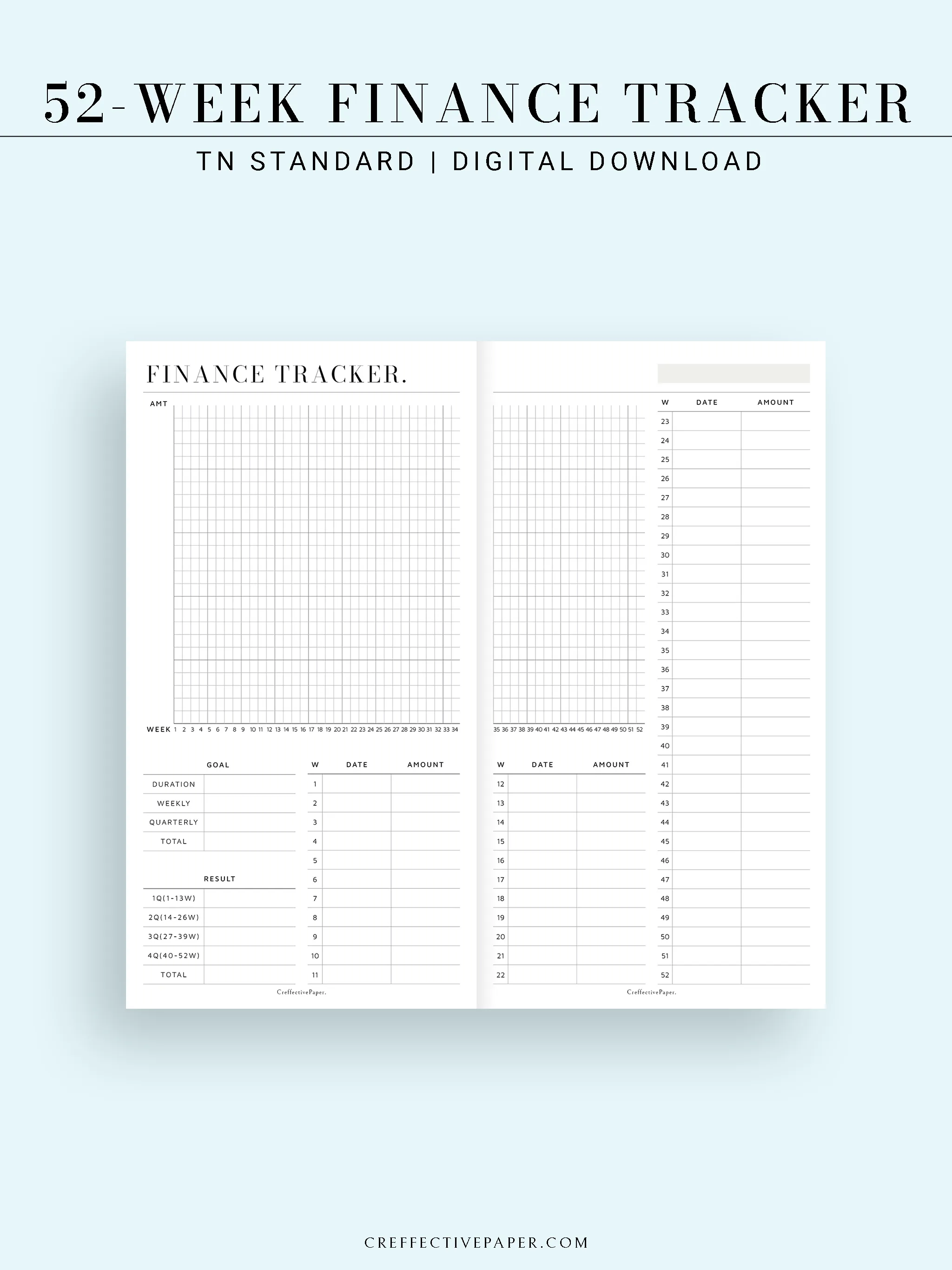 T123 | 52-week Finance Tracker, Yearly Graph Tracking