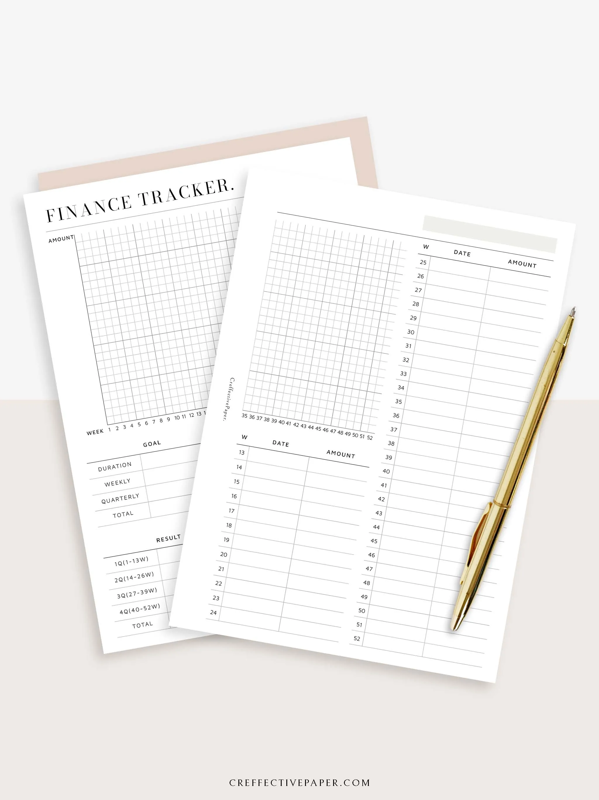 T123 | 52-week Finance Tracker, Yearly Graph Tracking