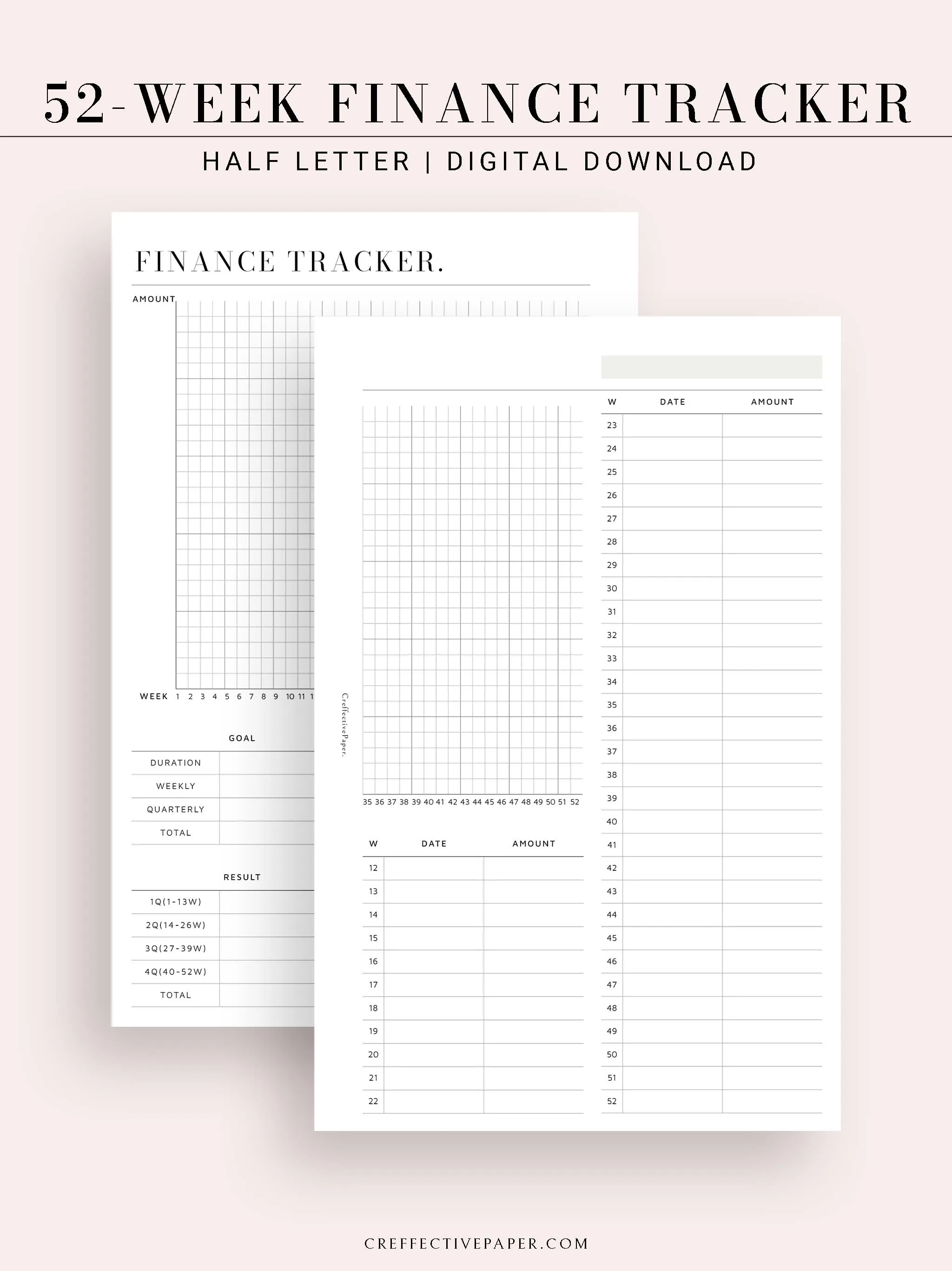 T123 | 52-week Finance Tracker, Yearly Graph Tracking