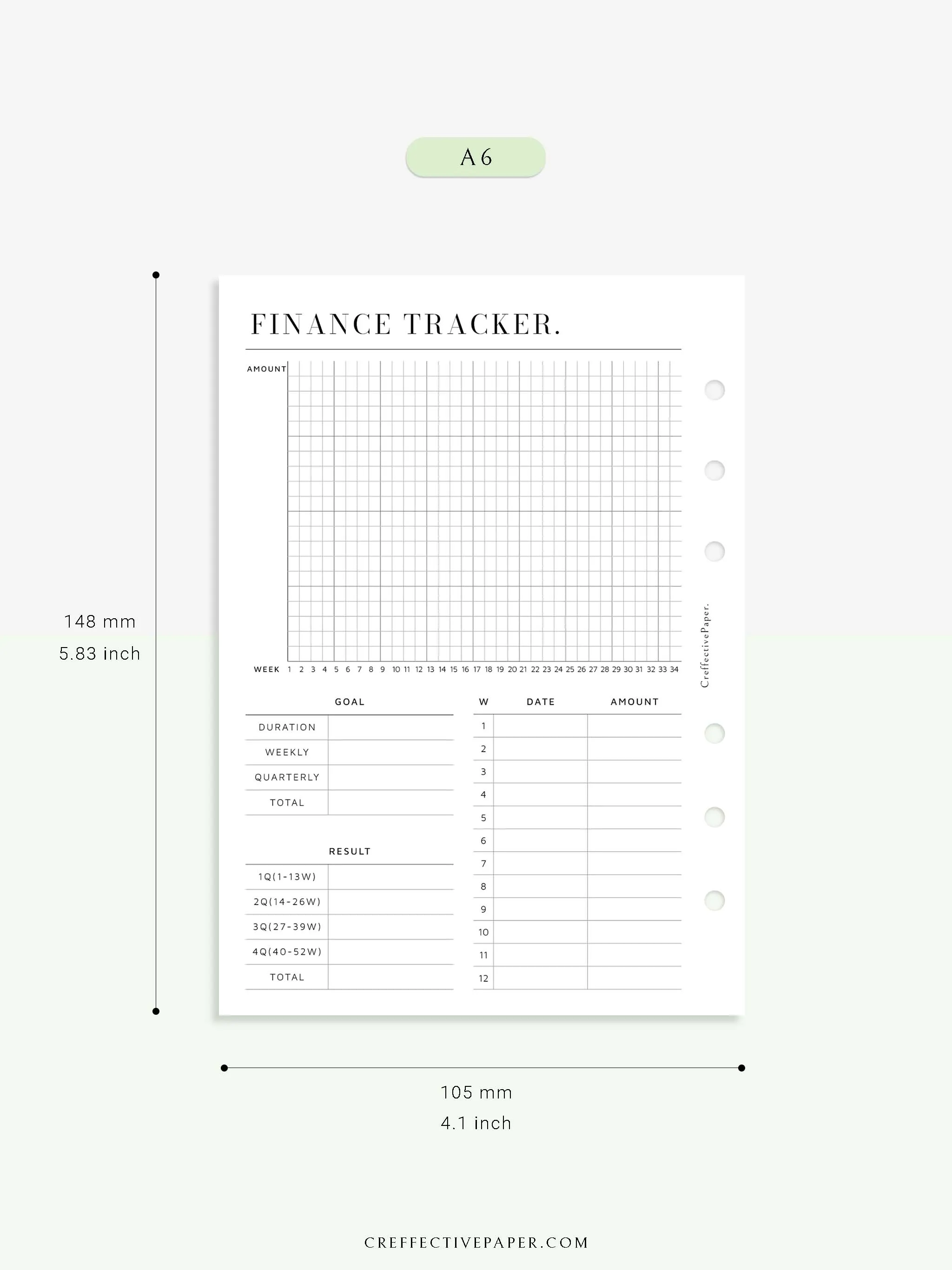 T123 | 52-week Finance Tracker, Yearly Graph Tracking