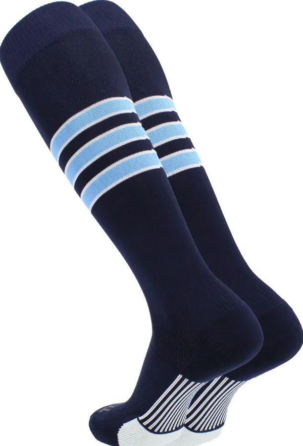 TCK Dugout Performance Striped Over the Calf Sock - Navy