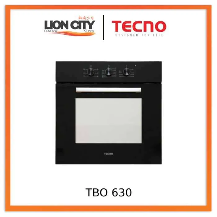 Tecno Uno TBO 630 Built-In Oven Full Black 56L, 6 Functions