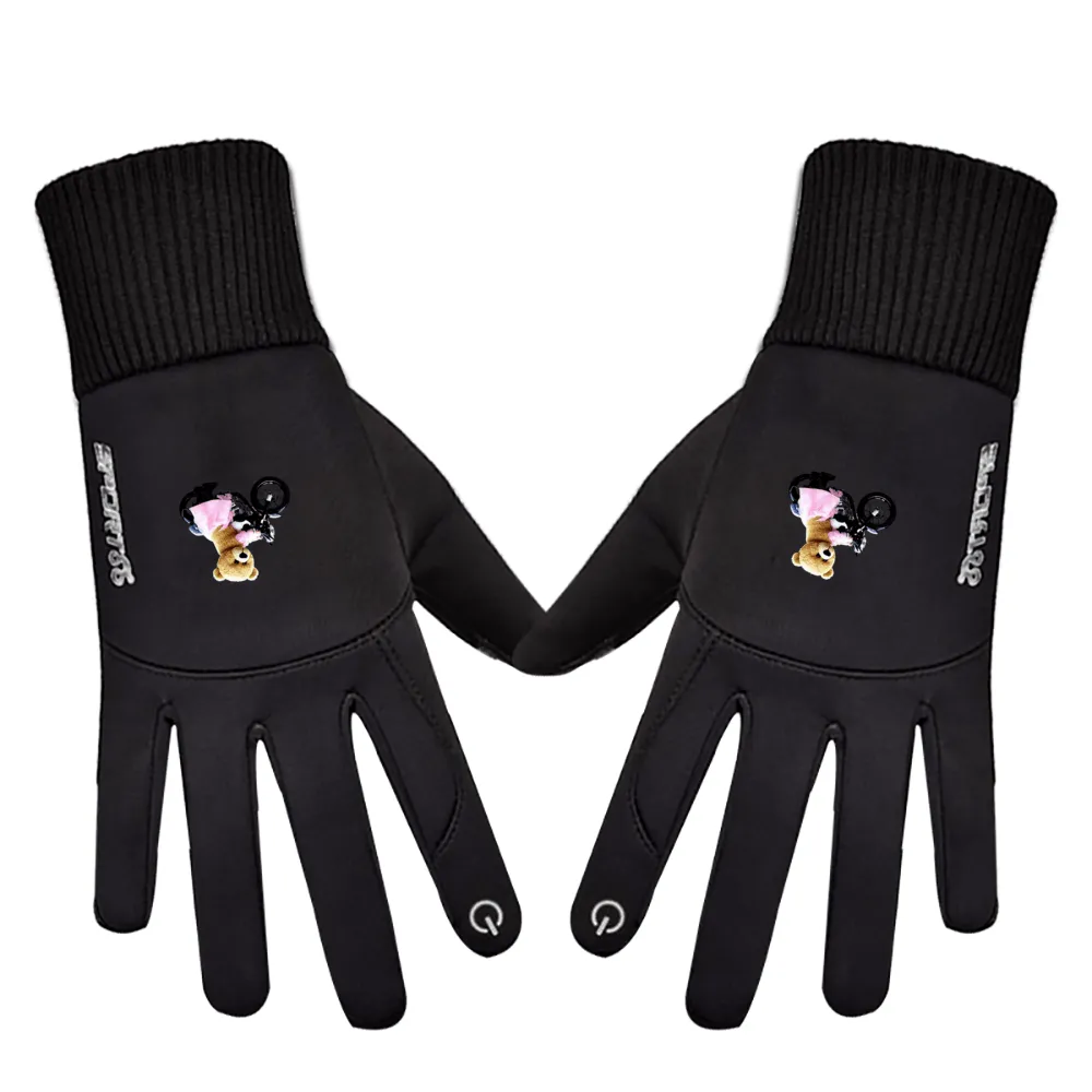 Teddy Ride Girl Outdoor Activities Touch Screen Plush Gloves