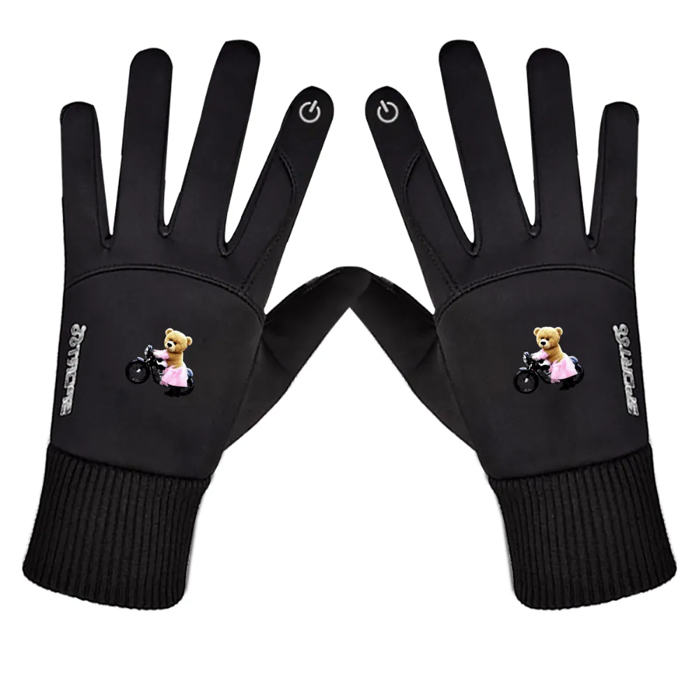 Teddy Ride Girl Outdoor Activities Touch Screen Plush Gloves