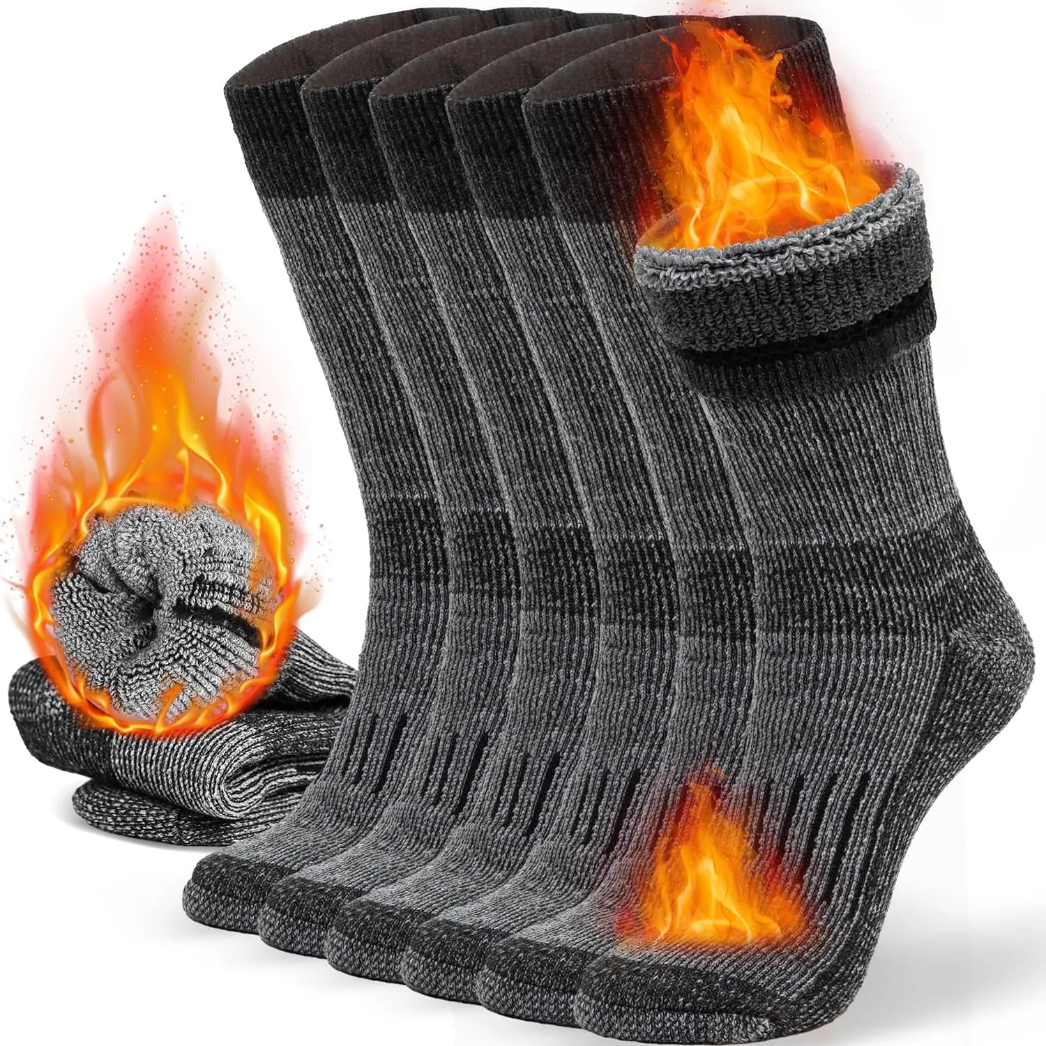 Warm Thermal Wool Socks for Winter 6 Pairs