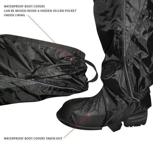 Xelement RN-4727 Men's Black Two-Piece Armored Motorcycle Rain Suit