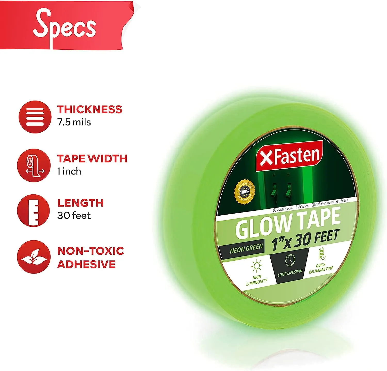 XFasten Glow in the Dark Tape | 1 Inch x 30 Foot | Yellow and Green